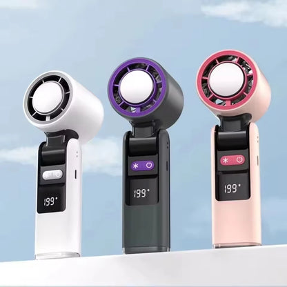 FreshAir – Mini Ventilateur Portable Rechargeable | Effet Glacé, Éclairage LED & 100 Vitesses