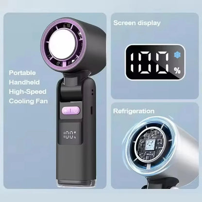 FreshAir – Mini Ventilateur Portable Rechargeable | Effet Glacé, Éclairage LED & 100 Vitesses