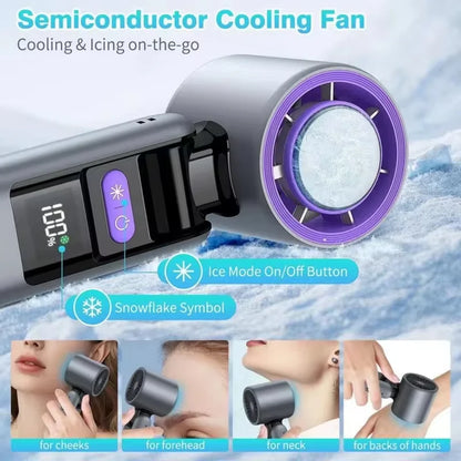 FreshAir – Mini Ventilateur Portable Rechargeable | Effet Glacé, Éclairage LED & 199 Vitesses