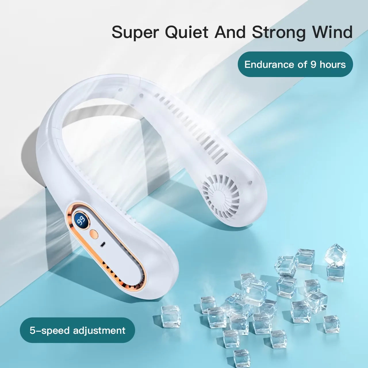 FreshNeck – Ventilateur de Cou Sans Fil | Flux d'Air Puissant & Écran Digital